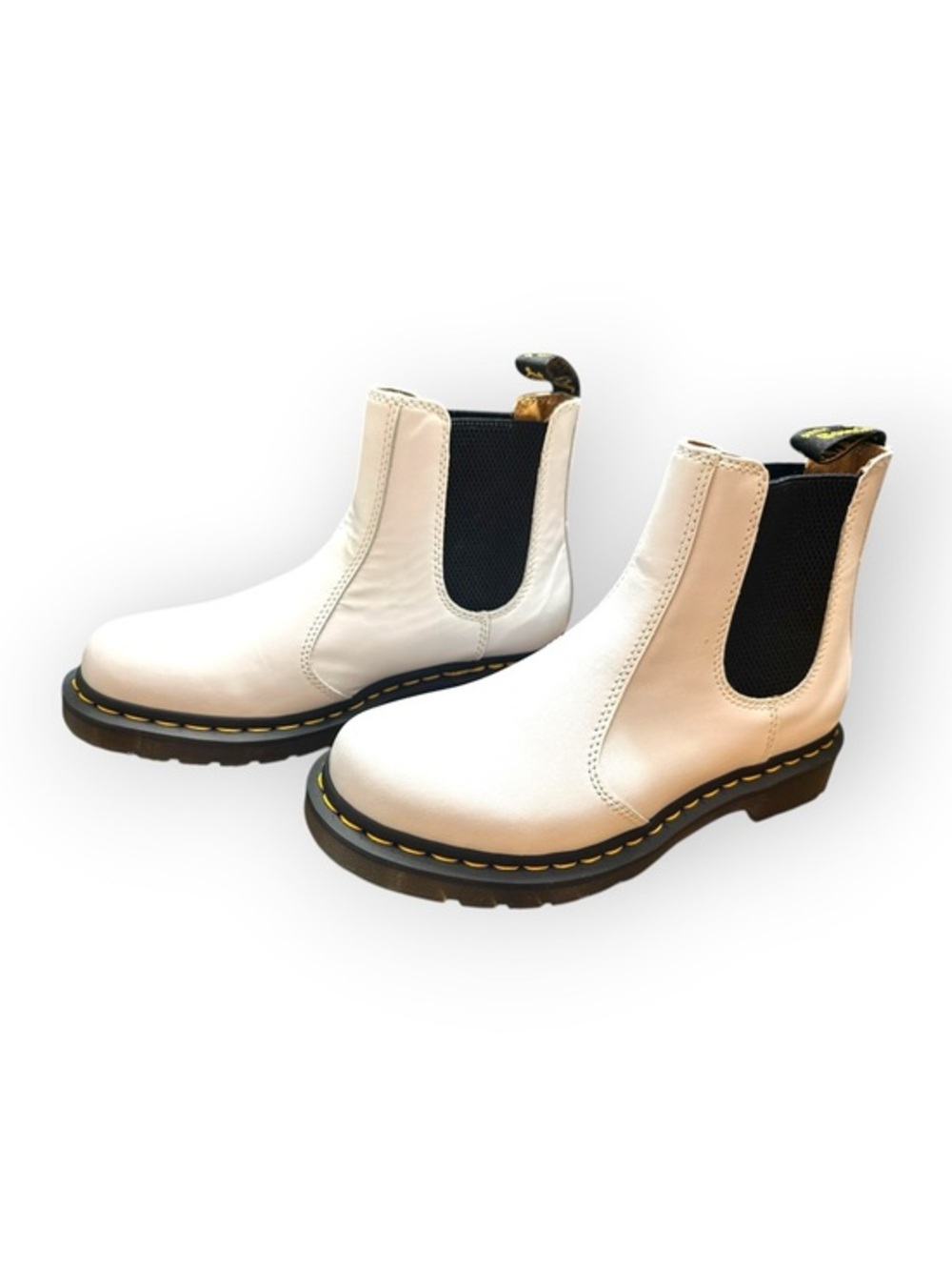 Women’s 9 Dr Martens WHITE SMOOTH LEATHER CHELSEA BOOTS 2976